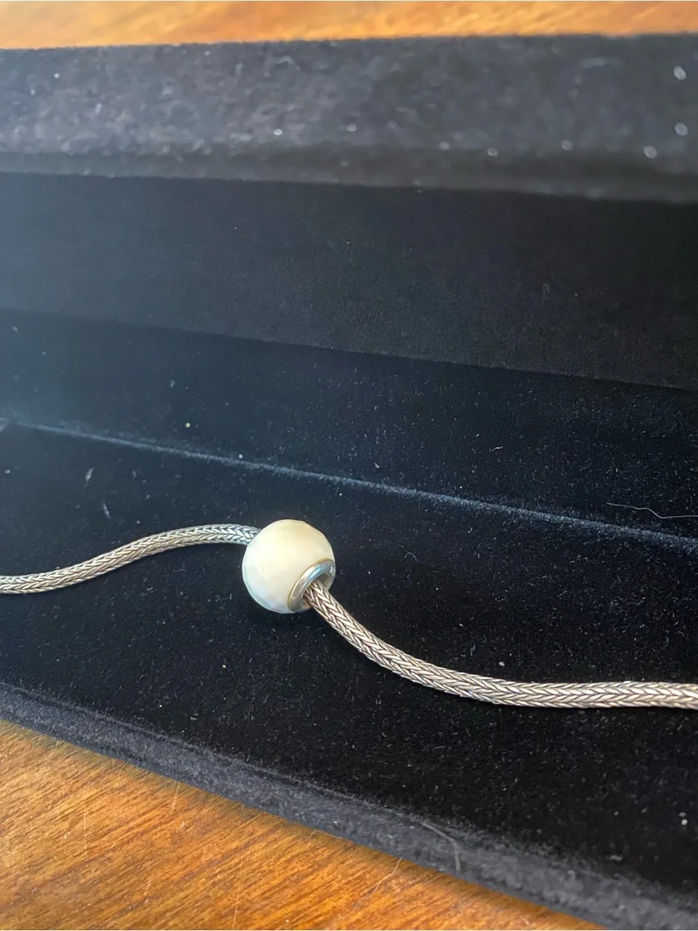 Sterling Silver White beveled mega Bead